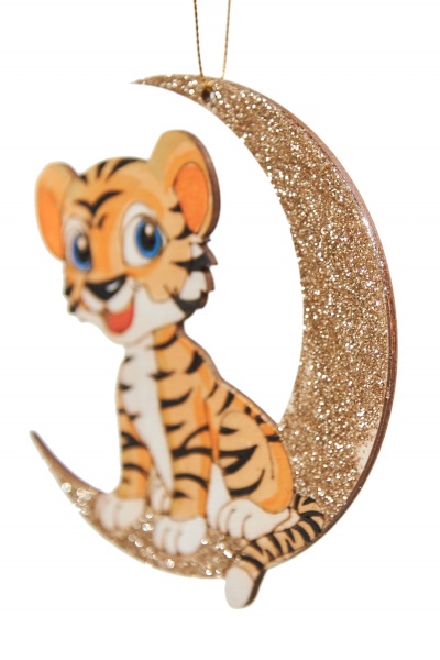 Підвіска Тигрик на місяці 11 см 11 см 9668