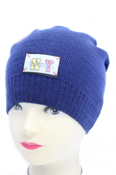 Шапочка детская для мальчиков Kraft+ р.48-50 темно-синий 2303 