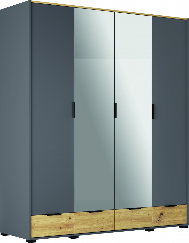 Шафа Світ Меблів Каміла 4Д3 Дуб артизан 2200х1890х615 мм графіт /