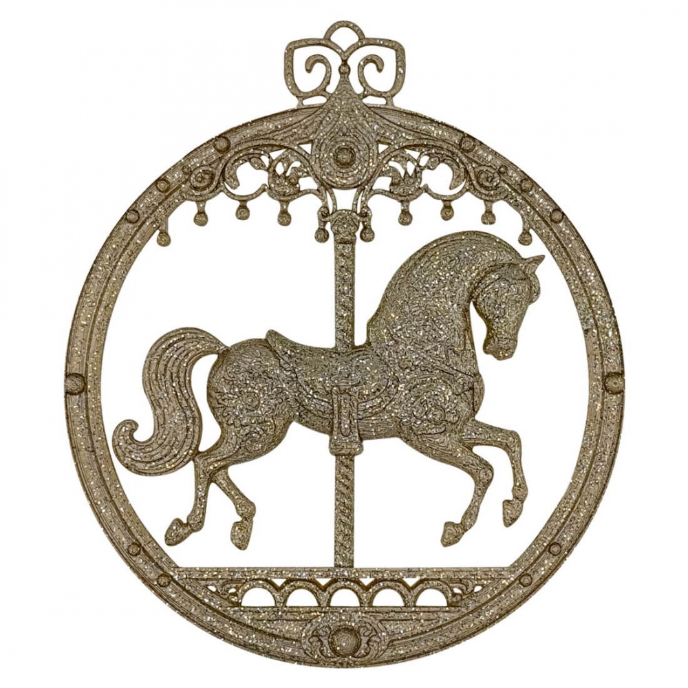 Прикраса новорічна MIS LT Коник-карусель 12 см золотий