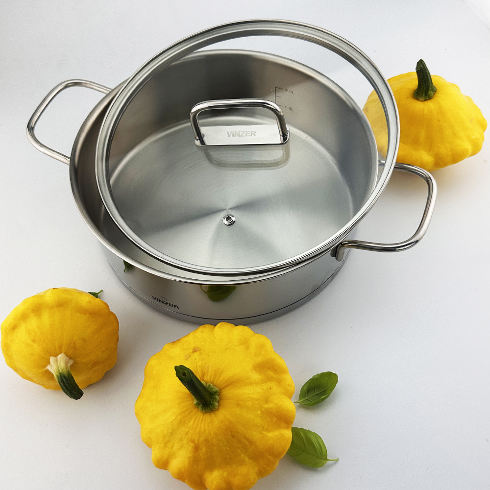 Сотейник с двумя ручками и крышкой Vinzer Glossy Line 3,2 л 50046