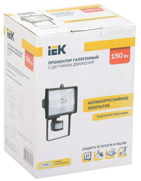 Прожектор IEK ИО 150 Д (детектор) галоген. 150 Вт IP54 черный 
