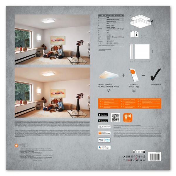 Светильник светодиодный Ledvance SMART+ Wi-Fi Orbis Magnet White 450x450 мм 42W 