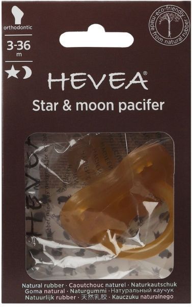 Соска-пустышка Hevea Star and Moon Large анатомическая от 3 до 36 месяцев Оранжевая