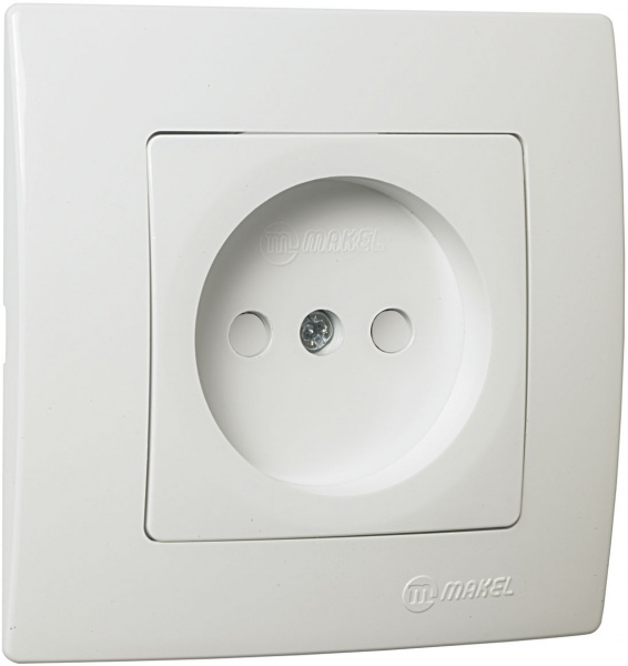 Розетка без заземлення Makel Lillium Natural Kare зі шторками білий 32001052