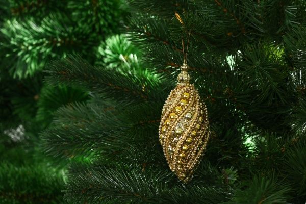 Елочная игрушка Сосулька золотая 12 см 