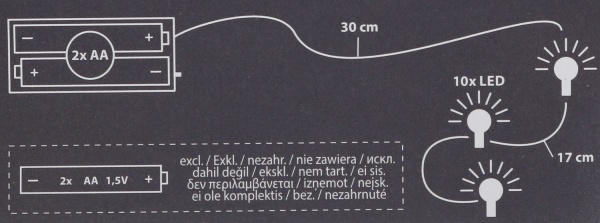 Электрогирлянда линейная с шариками серебристый светодиодная (LED) 10 ламп 