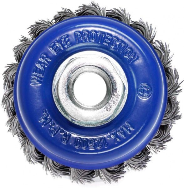 Щітка чашкова 75мм x M14, плетений дріт d0,5 об/хв 12500 стальний дріт S&R 136250075