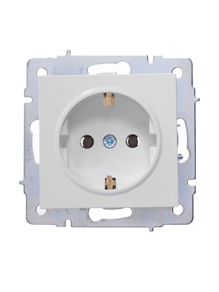 Розетка побутова із заземленням Lezard Vesna IP20 білий 742-0288-122B