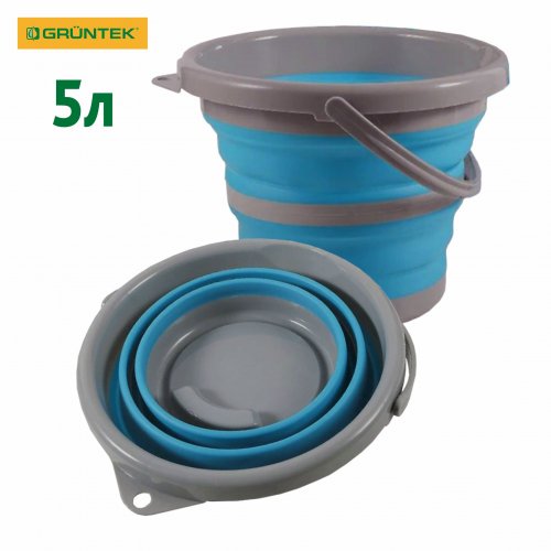 Ведро обычное Gruntek 5 л голубой/серый