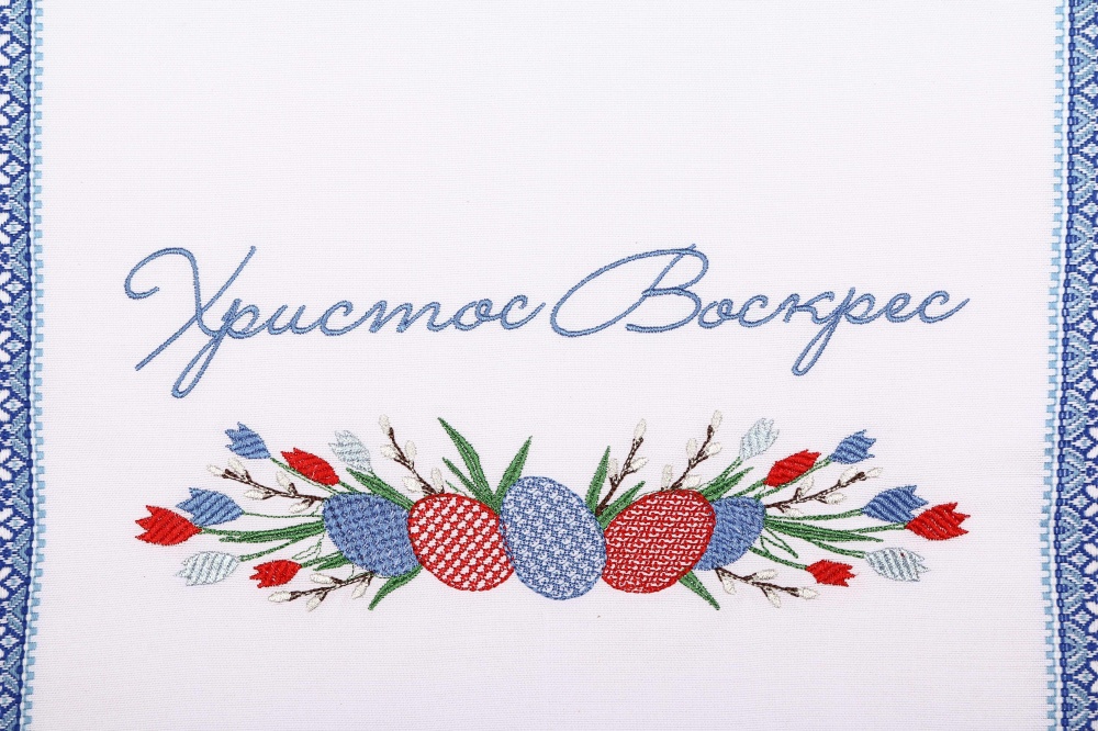 Полотенце пасхальное 707-25/00 33x83 см Эдельвика белый/голубой