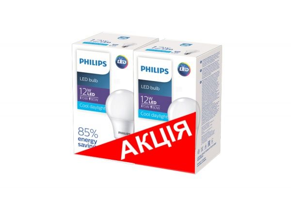 Лампа светодиодная Philips EcoHome 2 шт./уп. 12 Вт A60 матовая E27 220 В 6500 К 