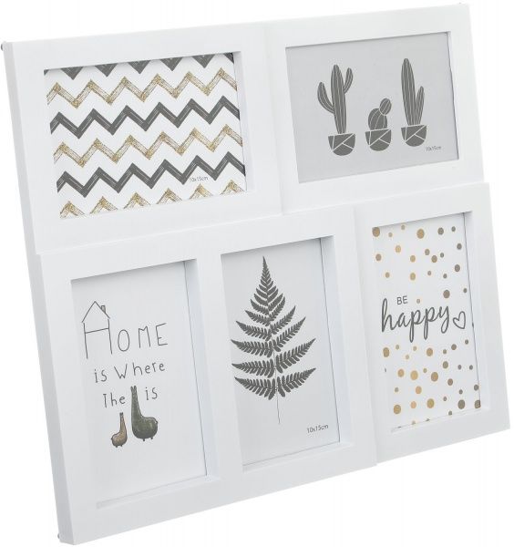 Коллаж на 5 фото 37х31х2,3 см 10x15 см белый 