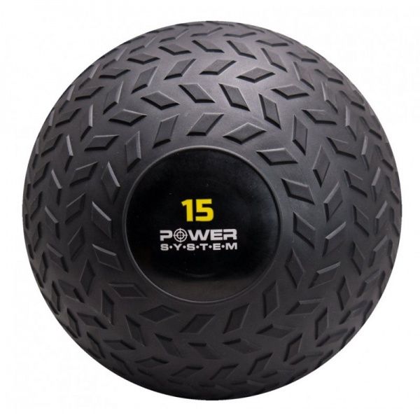 Медбол жорсткий Power System SlamBall для кросфіта і фітнесу 15 кг чорний d26 PS-4117_15kg 