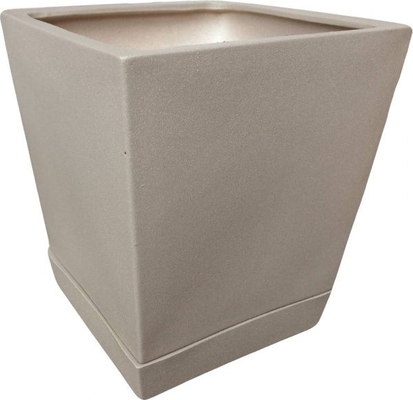 Горшок керамический Larsan с поддоном квадратный 2 л бежевый 