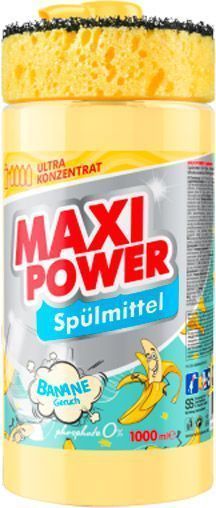 Засіб для ручного миття посуду Maxi Power Банан з губкою 1л