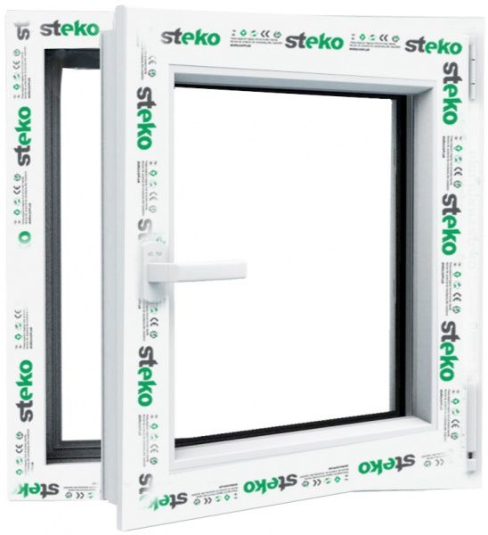 Окно поворотно-откидное Steko S500 60 800x800 мм правое 