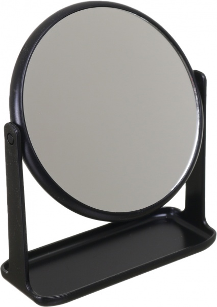 Зеркало косметическое круглое двустороннее ST 19,3x16 см черное