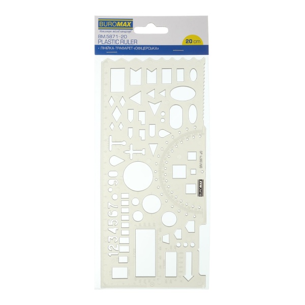 Линейка-трафарет Офицерская 20 см дымчатая Buromax