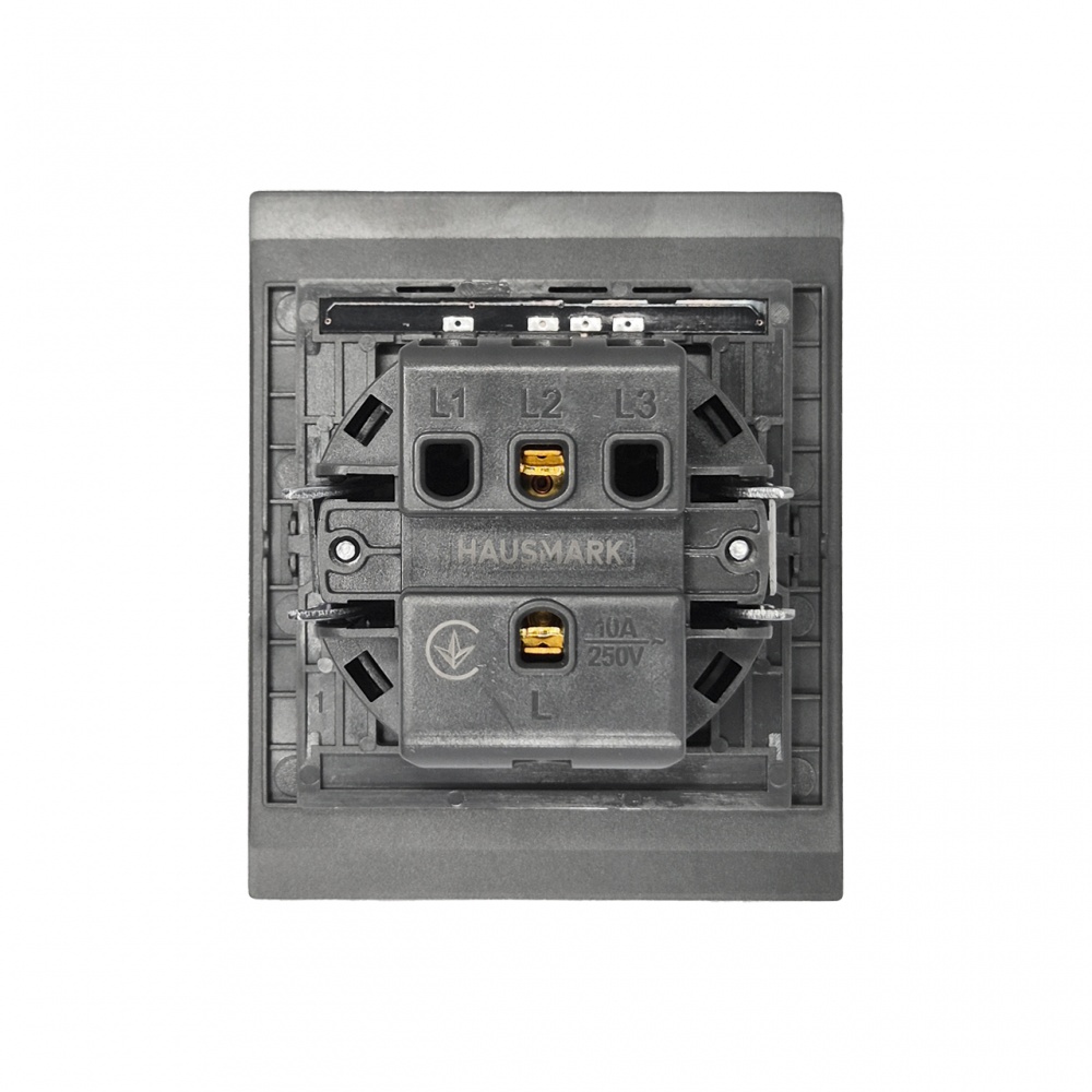 Выключатель одноклавишный HausMark INO с подсветкой серый LS-LED-GP-Gray