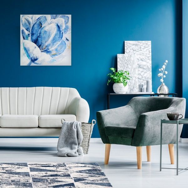 Репродукция на холсте Синий бутон 80x80 см 