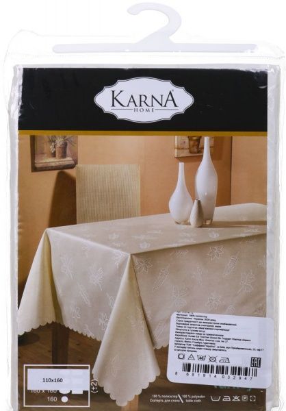 Скатерть Dertsiz 110x160 см кремовый Karna 