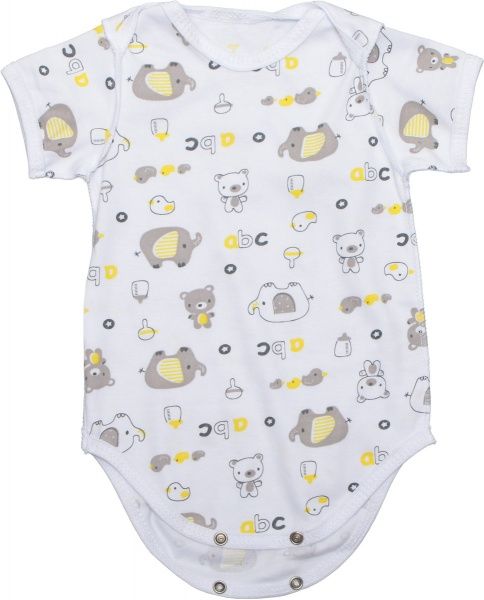Боди детское Domtex Слонята р.86 белый с принтом 155720 