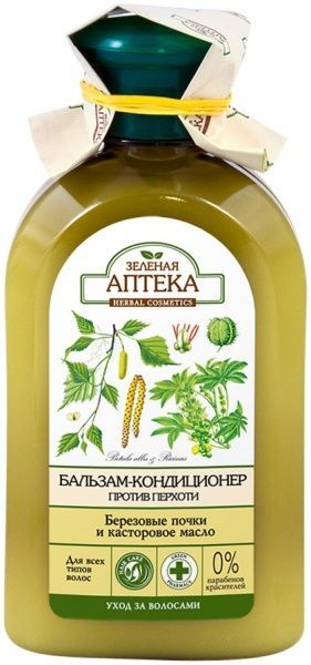 Бальзам Зеленая аптека против перхоти Березовые почки и касторовое масло 300 мл