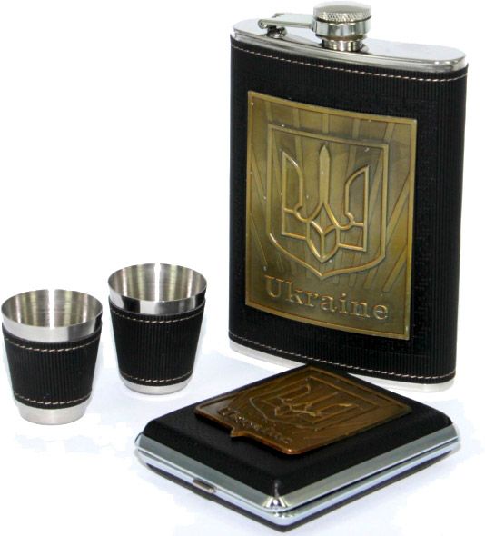 Набор фляга и портсигар Герб Украины A122