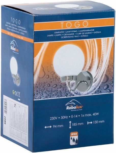 Подсветка для зеркал Rabalux Togo 40 Вт E14 IP 44 белый 5827 
