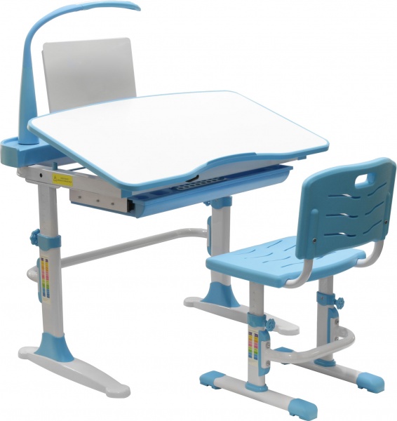 Комплект стіл і стілець Evo-kids Evo-19 BL (з лампою) блакитний