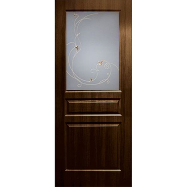 Дверне полотно ОМіС Барселона 80 см горіх скло з малюнком