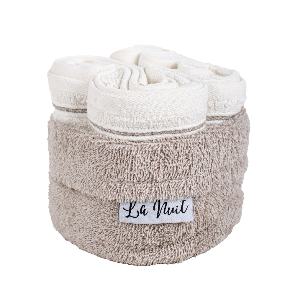 Набір рушників махрових Корзинка 30x40 см бежевий/білий La Nuit