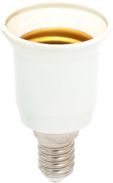 Патрон-переходник E14-E27  ЕМТ винтовой термопластик белый 22-0120