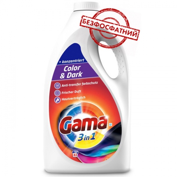 Гель для машинного прання Gama Protect для кольорового і темного білизни 4,15 л 