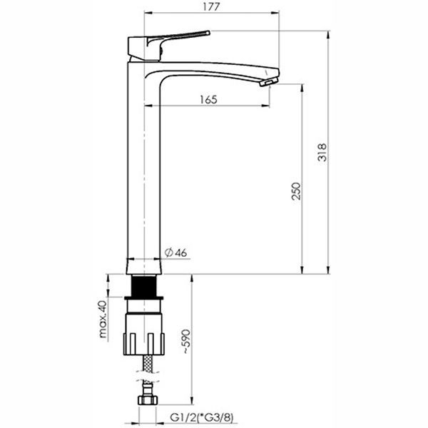 Змішувач для умивальника Rubineta високий Nica-18/D NID0008
