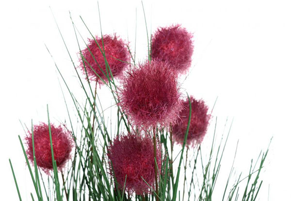 Растение искусственное трава с бордовыми шариками 34 см в горшке P5264JSY-34