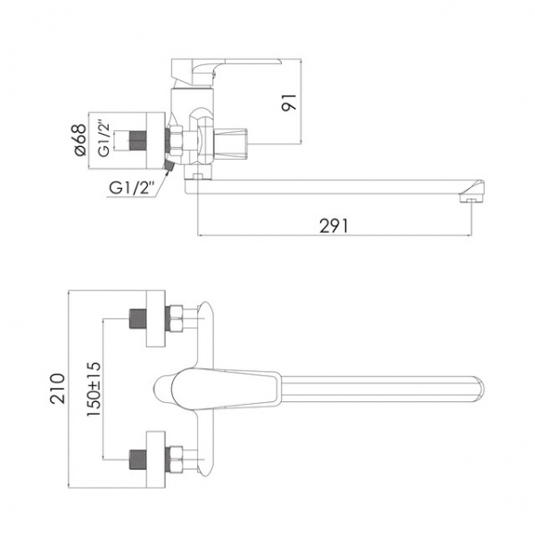 Смеситель для ванны Imprese Aria f03207503AB