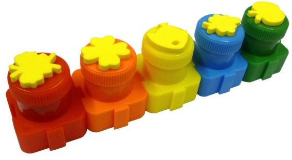 Фарби пальчикові зі штампом 5 кольорів 18418PTR Colorino