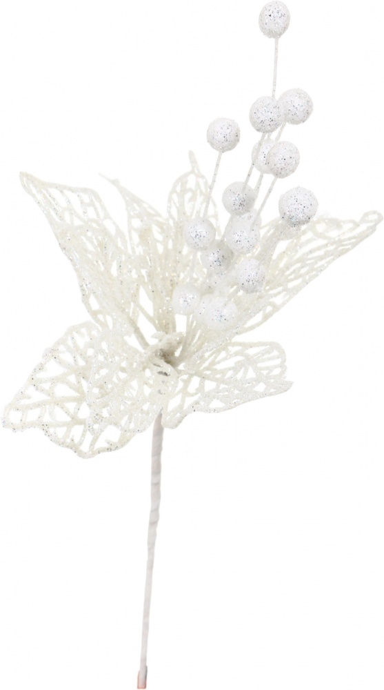 Декорация новогодняя цветок с длинными тычинками 17х27 см цвет в ассортименте