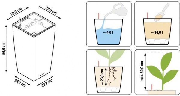 Вазон пластиковый Lechuza Cubico Cottage 30 квадратный 50,1л коричневый (15225) 