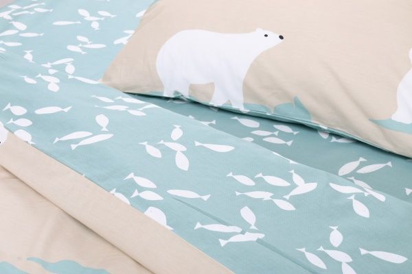 Комплект постільної білизни Polar bears полуторний різнокольоровий принт La Nuit 