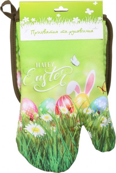 Набор кухонный Happy Easter зеленый с рисунком Галерея льна 