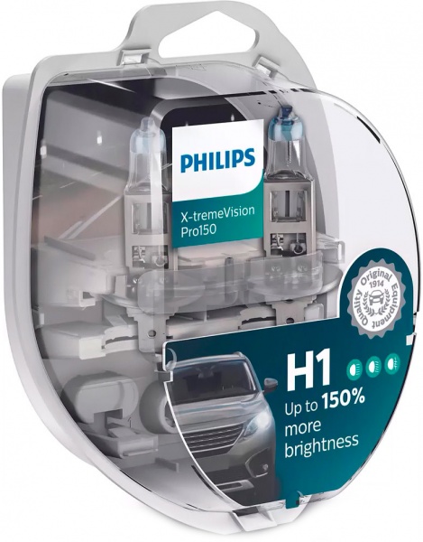Лампа галогенная Philips X-tremeVision 12258XVPS2 H1 P14.5s 12В 55 Вт 1 шт. 3450 K
