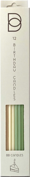 Свічки для торта BB CANDLES мікс бежево-оливковий 25 см 12 шт.