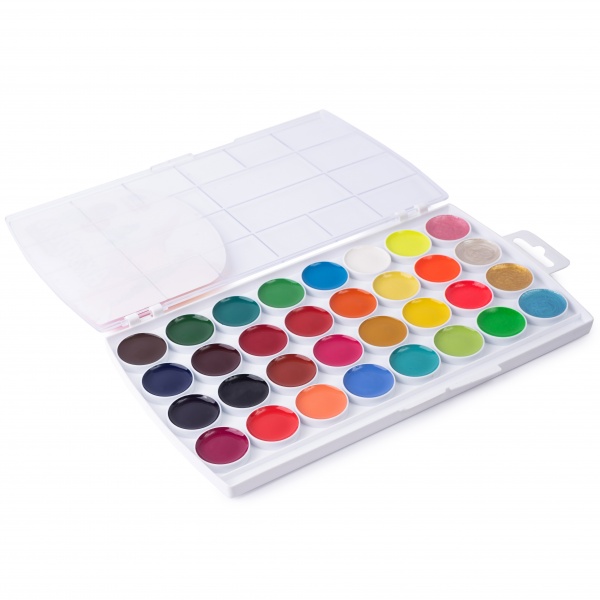 Акварель Творчість 32 кольори (24 +4 перламутрові +4 флуоресцентні) без пензлика 400126 Гамма