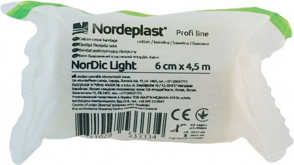 Бинт медичний ECOPLAST еластичний бавовняний 6 см 4,5 м