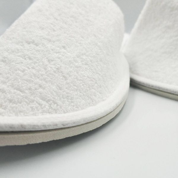 Тапочки одноразовые махровые ЕВА комбинированные для отелей с закрытым носком белый HSG