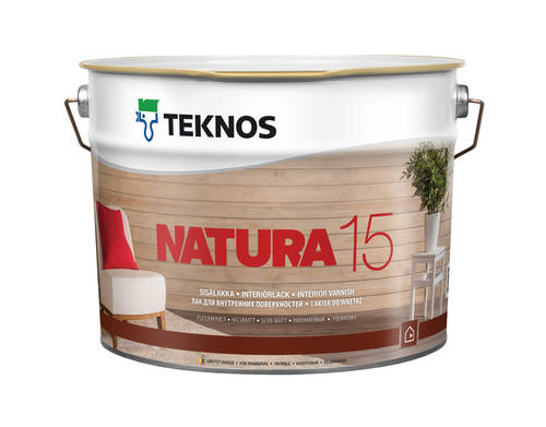 Лак акриловий NATURA 15 TEKNOS напівмат безбарвний 9 л