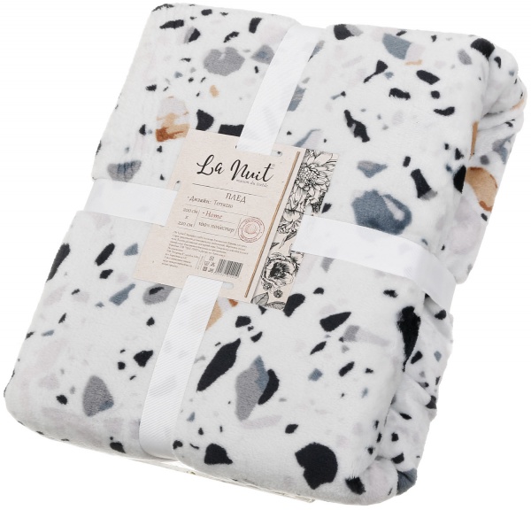 Плед Frannel 160x200 см белый с принтом La Nuit 